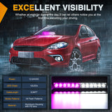 12LED Traffic Advisor Strobe Light Bar Purple White Emergency Warning Hazard Safety Dash Front/Rear Windshield Flashing Lights for Cars Trucks Police Firefighter Plow Construction Vehicles