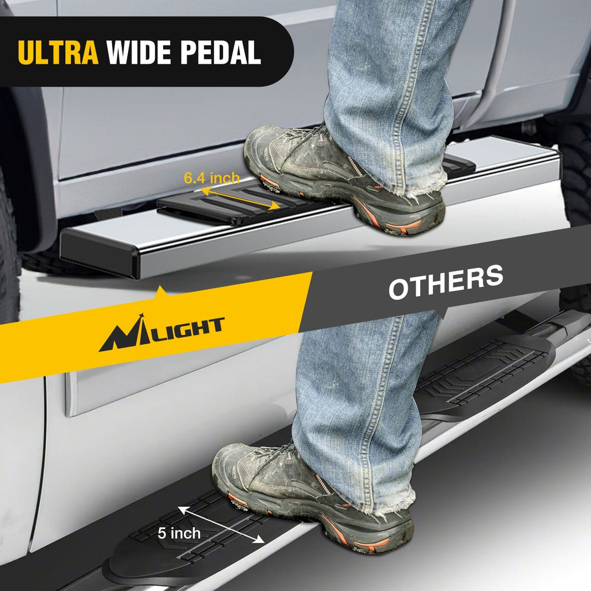 Nilight Running Boards for 2019 2020 2021 2022 2023 2024 2025 Chevy Silverado GMC Sierra 1500 2500 3500 Regular Standard Single Cab 6 Inch Side Step Nerf Bars Stainless Steel