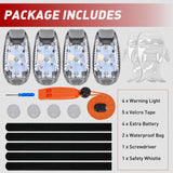 LED Safety Light 4PCS White Marine Navigation Bike Tail Lights Three Modes Waterproof Reflective Gear Clip On Flash Strobe Indicator Lamp for Night Boating Fishing Cycling Jogging