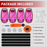 LED Safety Light 4PCS Pink Marine Navigation Bike Tail Lights Three Modes Waterproof Reflective Gear Clip On Flash Strobe Indicator Lamp for Night Boating Fishing Cycling Jogging