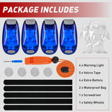 LED Safety Light 4PCS Blue Marine Navigation Bike Tail Lights Three Modes Waterproof Reflective Gear Clip On Flash Strobe Indicator Lamp for Night Boating Fishing