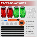 LED Safety Light 4PCS Red Green Marine Navigation Bike Tail Lights Three Modes Waterproof Reflective Gear Clip On Flash Strobe Indicator Lamp for Night Boating Fishing Cycling Jogging
