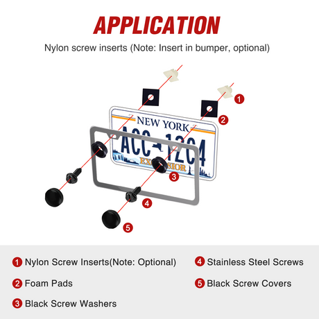 Nilight License Plate Screw Kit for Fastening Front and Back License Plates on Cars, Suvs, and Trucks Black Zinc Plated Rust-Proof and Anti-Rattle License Plate Bolts (Set of 8)