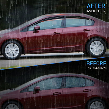 Nilight Window Rain Guards for Honda Civic 2012 2013 2014 2015, Window Wind Deflectors Vent Visors, Tape on-4PCS