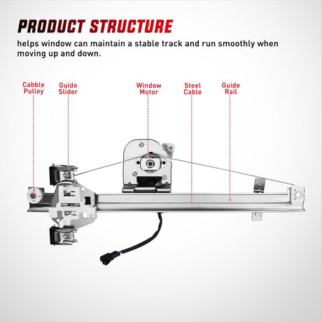 Nilight Power Window Regulator/Motor Rear Driver Side Compatible with Chevrolet Silverado/GMC Sierra 1500 2500 HD 3500 HD 2007 2008 2009 2010 2011 2012 2013,Rear Left,741-388