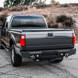 Nilight Rear Step Bumper Compatible with 2011 2012 2013 2014 2015 2016 3rd Gen Ford F250 F350 F450 Super Duty Pickup Truck Bumper with LED Lights, Sensor Holes and D-rings