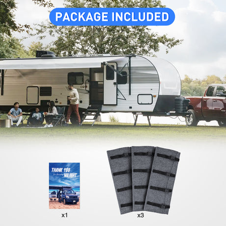 Nilight RV Step Covers 3 Pack 22 inch, Fit 8-11Inch Deep Camper Steps Adjustable Wrap Around RV Step Rug with Snap Fasteners on Electrical & Manual RV Stairs Carpet for Camper Trailers Steps Outside,Gray