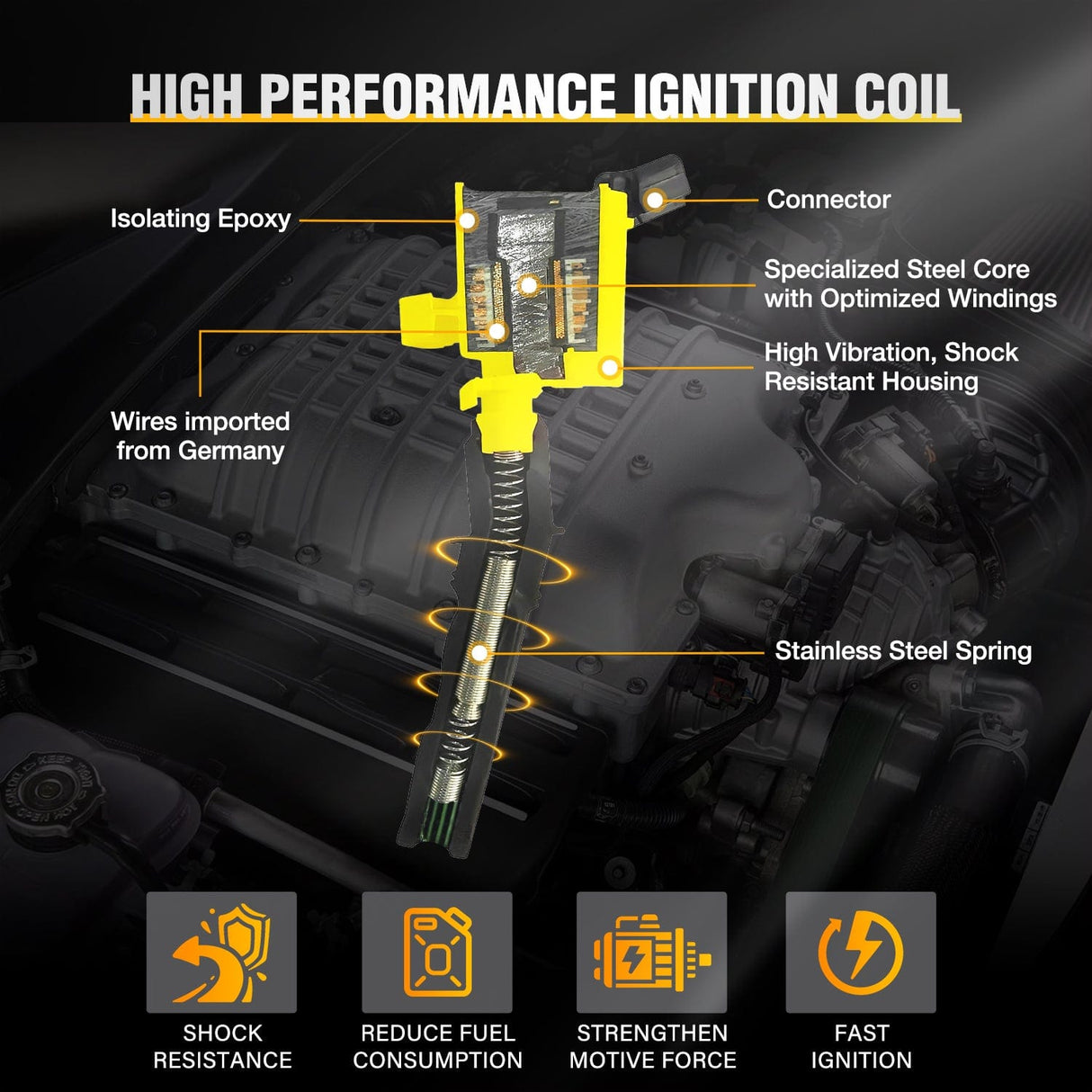 ignition coil pack 8pcs Ignition Coil Pack DG508 DG457 DG472 Straight Boot Ignition Coils Fit for Ford CROWN F150 F250 F350 450 EXPEDITION EXPLORER ECONOLINE EXCURSION 1998-2003 05-14 4.6L 5.4L V8 DG491 FD503