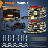 Nilight 2PCS 70 Inch Emergency Strobe Lights Strip 1125 LED Running Board Marker Light Amber Flexible Side Flashing Warning Caution Safety Waterproof for Truck Construction Vehicles Pickup