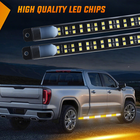 Nilight 2PCS 70 Inch Emergency Strobe Light Strip with Controller 864 LED Amber White Running Board Lights Flexible Side Flashing Warning Caution Safety Waterproof for Truck Construction Pickup