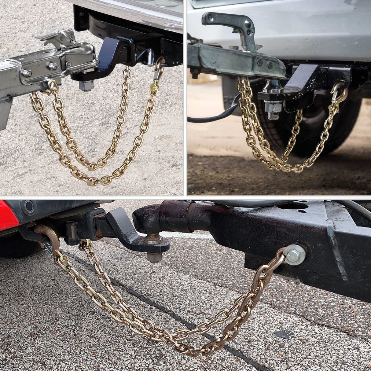 Nilight 5/16Inch X 35Inch Trailer Safety Chain 2pcs Grade 70 Towing Chain with Clevis Snap Hooks 18800lbs Break Strength for Trailer, RV,and Boat Towing