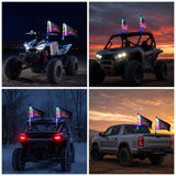 2Pcs 2FT Spiral Antenna Bluetooth Remote App Control Led Whip Light | 10FT Wire 5Pin Switch