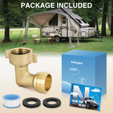 90 Degree Hose Elbow for RV Garden Water Hose Elbow Fitting 3/4Inch Solid Brass 90° Right Angle Water Hose Connector for RV Camper Trailer Outdoor Garden Hose Systems Faucet Adapter Accessories