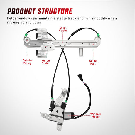 Nilight Power Window Regulator with Motor Rear Driver Side,Compatible with Cadillac Escalade/Chevy Tahoe/GMC Yukon 2002 2003 2004 2005 2006,Rear Left,748-228