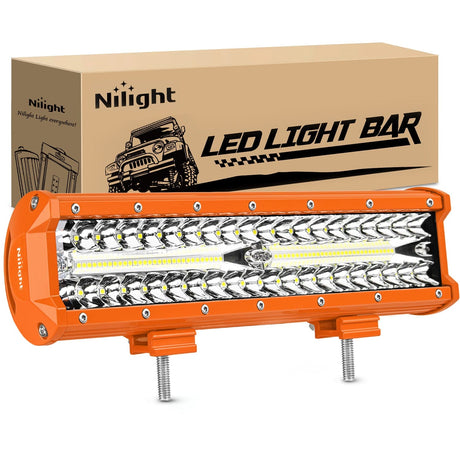 Nilight 12 Inch 300W Spot Flood Combo Orange Case Led Light Bar