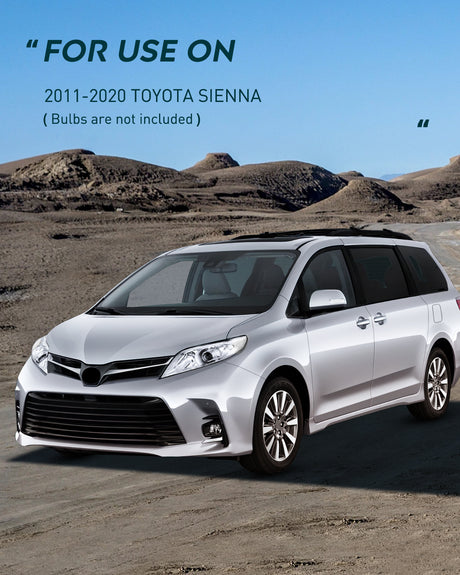 Nilight Headlight Assembly Compatible with 2011 2012 2013 2014 2015 2016 2017 2018 2019 2020 Toyota Sienna Chrome Housing Clear Reflector Clear Lens Headlights Replacement