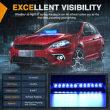 12LED Traffic Advisor Strobe Light Bar Blue Emergency Warning Hazard Safety Dash Front/Rear Windshield Flashing Lights for Cars Trucks Police Firefighter Plow Construction Vehicles