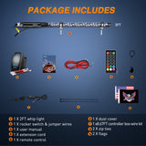 RGB Whip Light 1PC 2FT Lighted Antenna Whips with Remote & App Control DIY Chasing Patterns Brake Reverse Lights for ATV UTV Polaris RZR Can-am Dune Buggy Pickup Trucks Jeep