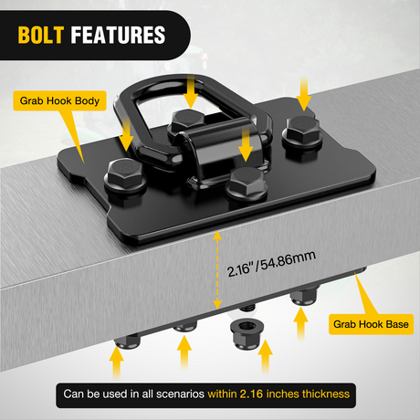 Nilight 2Pcs 1/2inch D Rings for Trailers Heavy Duty Trailer Tie Down Rings, Incl. Mounting Hardware, Forged Steel Bolt-On Grab with Back Plates Compatible with Tractor RV UTV Truck, Max 12000Lbs, Black