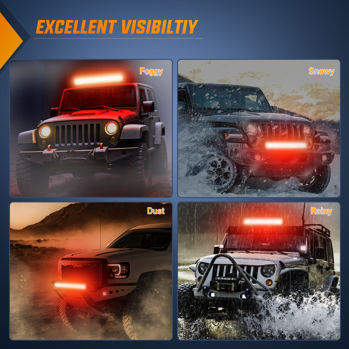 LED Light Bar LED Light Bar 20 Inch 126W Spot Flood Combo Red Beam Off Road Lamp Fishing Hunting Emergency Deck Work Lighting for Trucks UTV Pick-up Van Boat Tractor