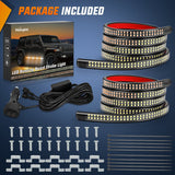 Nilight 2PCS 70 Inch Emergency Strobe Light Strip 1125 LED Running Board Lights Amber White Flexible Side Flashing Warning Caution Safety Waterproof for Truck Construction Vehicles Pickup