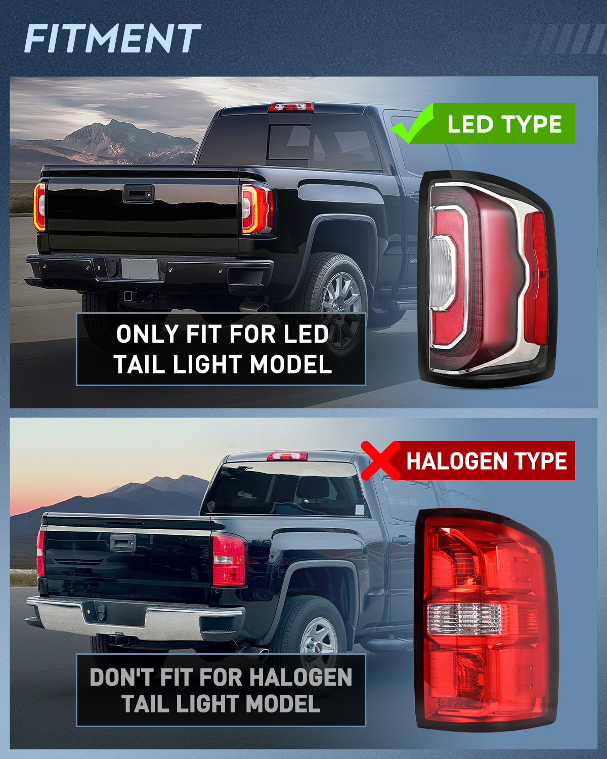 Taillight Assembly Taillight Assembly Compatible with 2016 2017 2018 GMC Sierra Tail Light with LED Type OE Style Rear Lamp Replacement Driver and Passenger Side