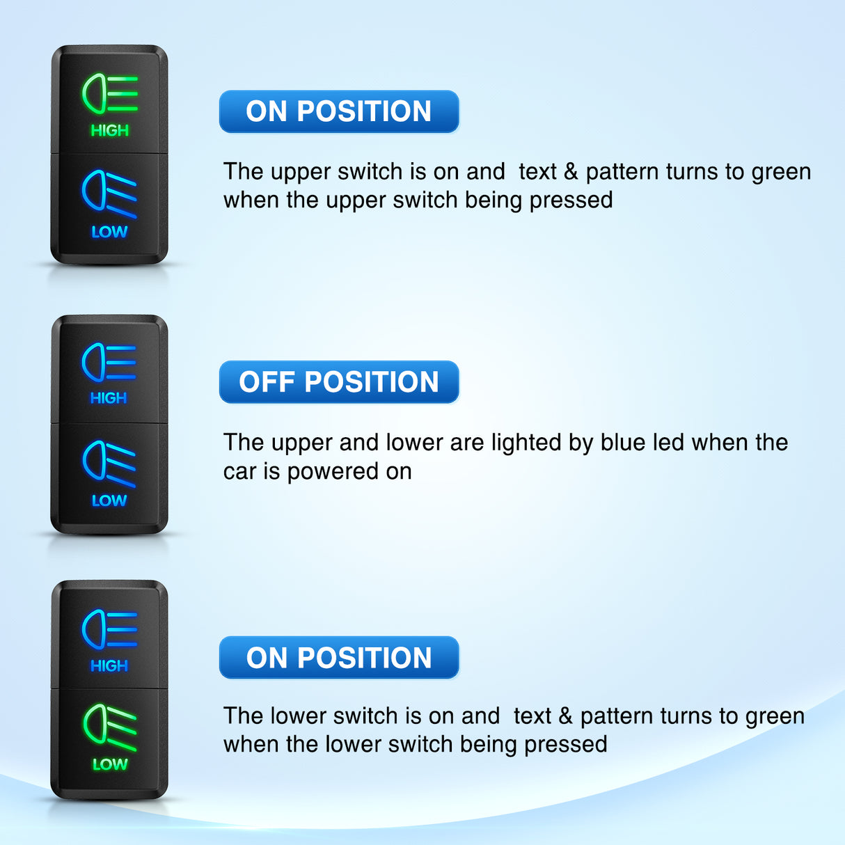 Nilight High Beam & Low Beam Dual Push Button Switch 12V ON Off Switches with Connector Wire Kit 1.54 Inchx 0.83 Inch Replacement for Toyota Tacoma Tundra 4Runner FJ Cruiser Hilux Fortuner