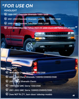 Nilight Headlight And Taillight Assembly Combo Compatible with 1999 2000 2001 2002 Chevy Silverado 1500 2500 1500HD 2500HD 3500 OE Style Black Housing Amber Reflector Clear