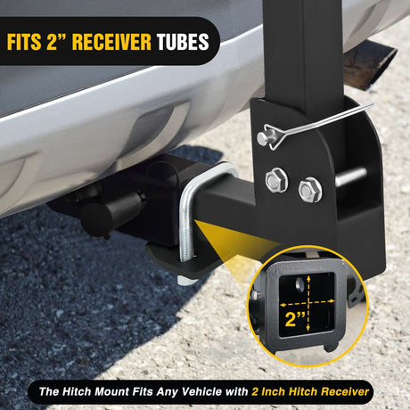Trailer Hitch Spare Tire Carrier Adjustable Hitch Spare Tire Mount for Truck SUV ATV UTV for 2 Inch Receiver Fits 4 & 5 & 6 Lugs Trailer Wheels