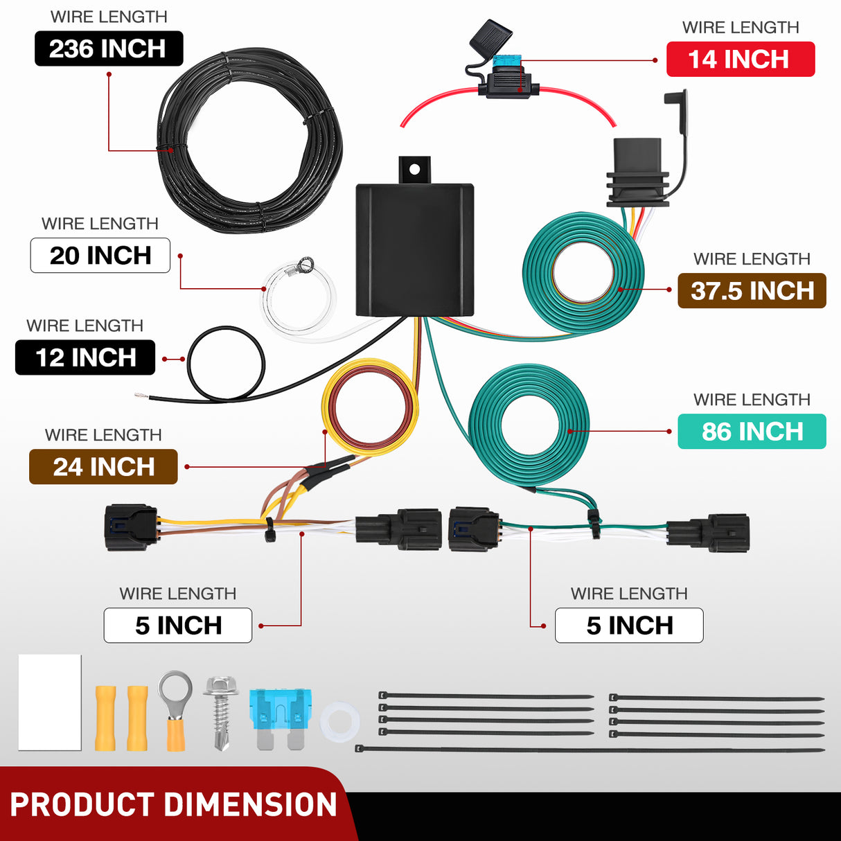 Nilight 4 Pin Trailer Wiring Harness Kit 56490 Vehicle Standard 4 Way Connector Custom for 2023 2024 2025 Kia Telluride LX Telluride S Simple Fit Tow Hitch