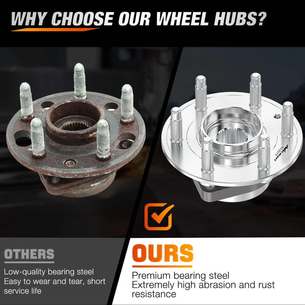 Motor Vehicle Parts Front or Rear Wheel Hub Bearing Assembly for Chevy Equinox Impala Malibu, GMC Terrain 2010 2011 2012 2013 2014 2015 2016 2017, Cadillac CTS/XTS, Buick Regal Lacrosse with 5-Lug OEM 513288