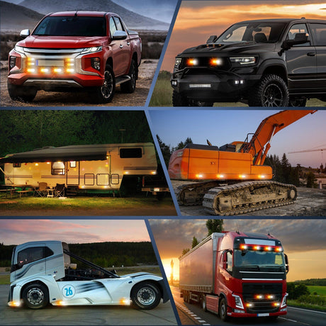 Surface Mount Strobe Lights 4PCS 24LED Amber White Emergency Strobe Lights