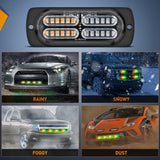 Nilight 4PCS LED Strobe lights 12V 24V Sync Feature Amber Green 24LED Emergency Hazard Warning Lights with Controller Hard Wire or Cigarette Lighter Plug for Car Truck RVs Campers