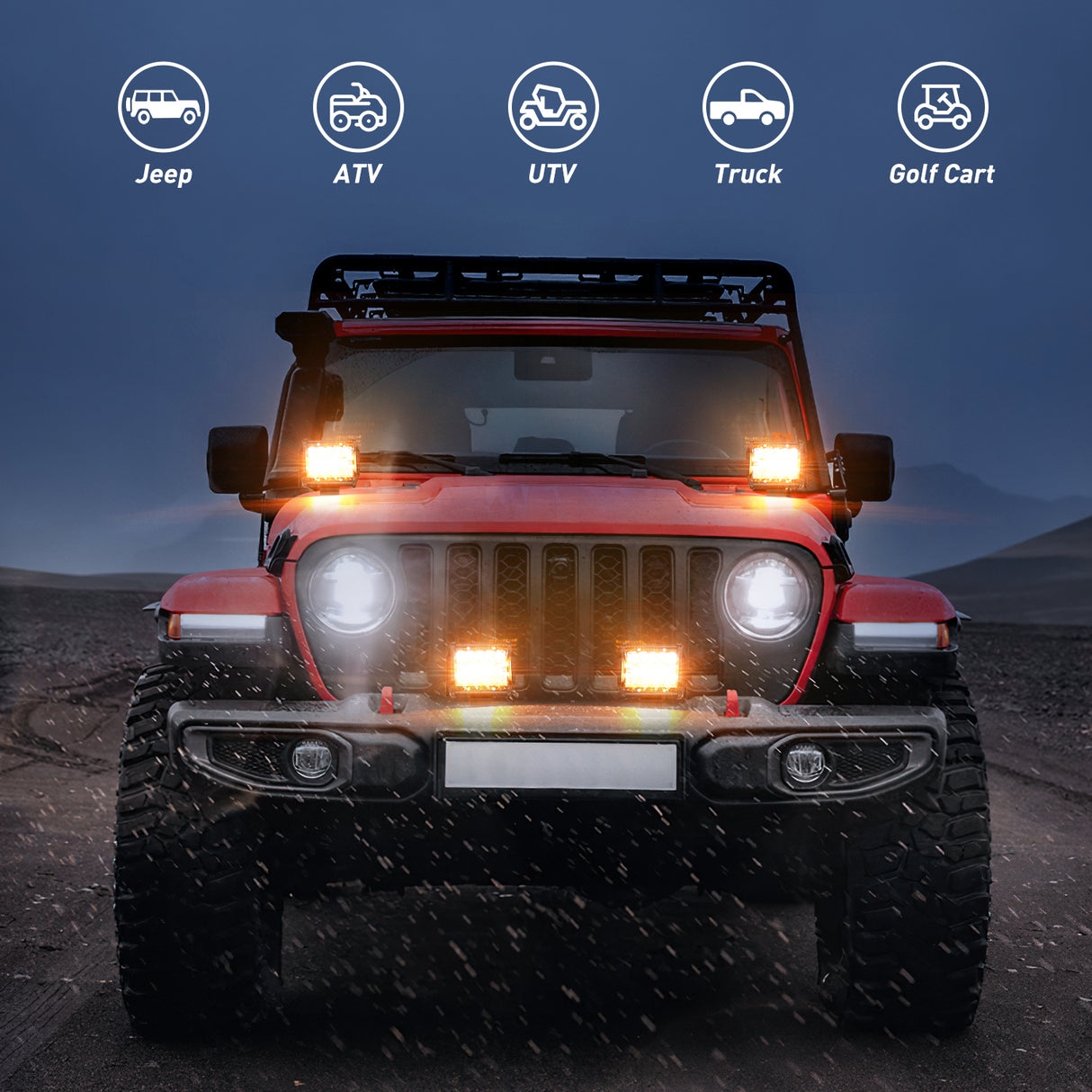 Nilight 4Inch Off-Road LED Light Bar, 2PCS 60W 3 Lighting Modes (White/Amber/White&amp;Amber) Driving Fog Light Spot Flood Lights with 18AWG Wiring Harness for Truck Car ATV SUV Jeep Boat