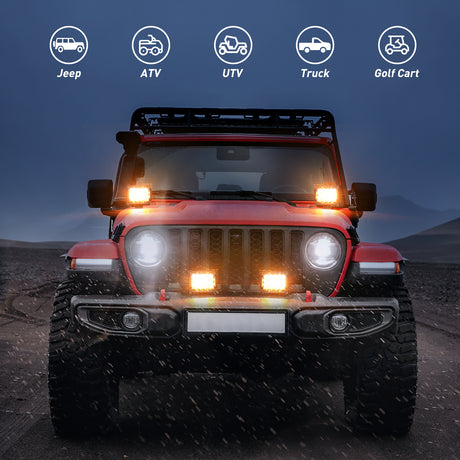 Nilight 4Inch Off-Road LED Light Bar, 2PCS 60W 3 Lighting Modes (White/Amber/White&amp;Amber) Driving Fog Light Spot Flood Lights with 18AWG Wiring Harness for Truck Car ATV SUV Jeep Boat