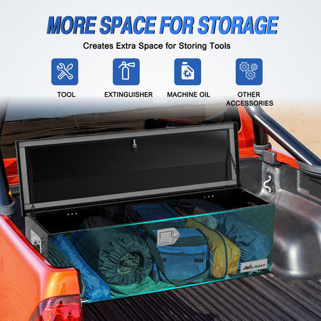 Truck Bed Toolboxes 44 Inch Truck Tool Box Heavy Duty Aluminum Stripes Plated Pick Up Truck Bed Toolboxes 44 Inchx15 Inchx15 Inch Waterproof Storage Organizer for Bed of Truck RV Trailer with Side Handle Lock Keys, Black