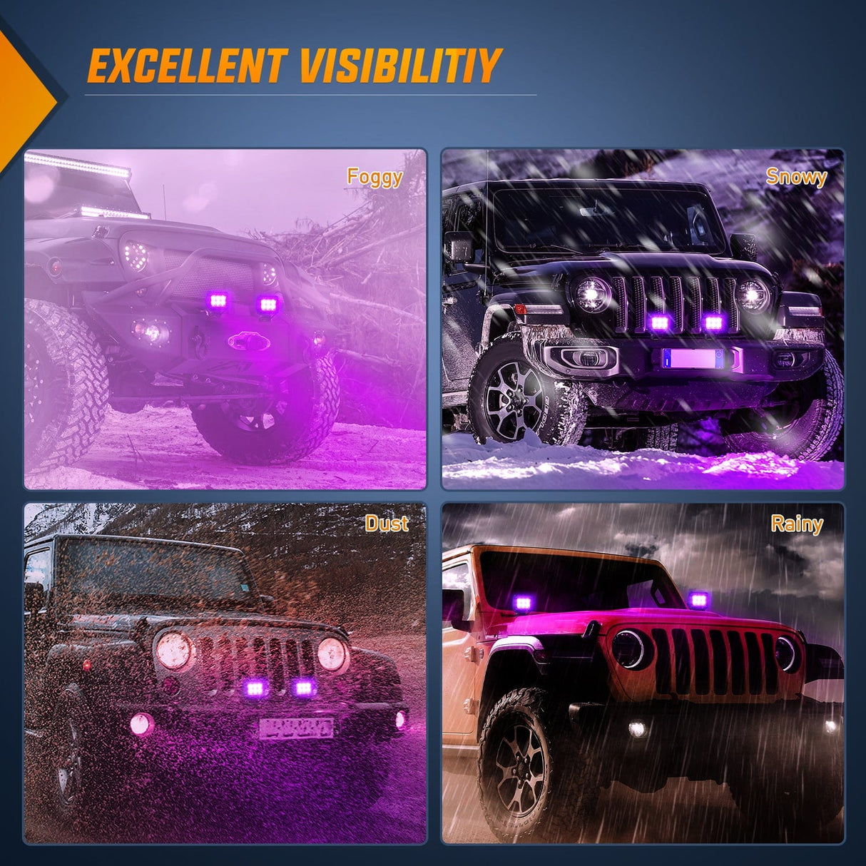 4 Inch 18W Purple Beam LED Light Pods (Pair) Nilight