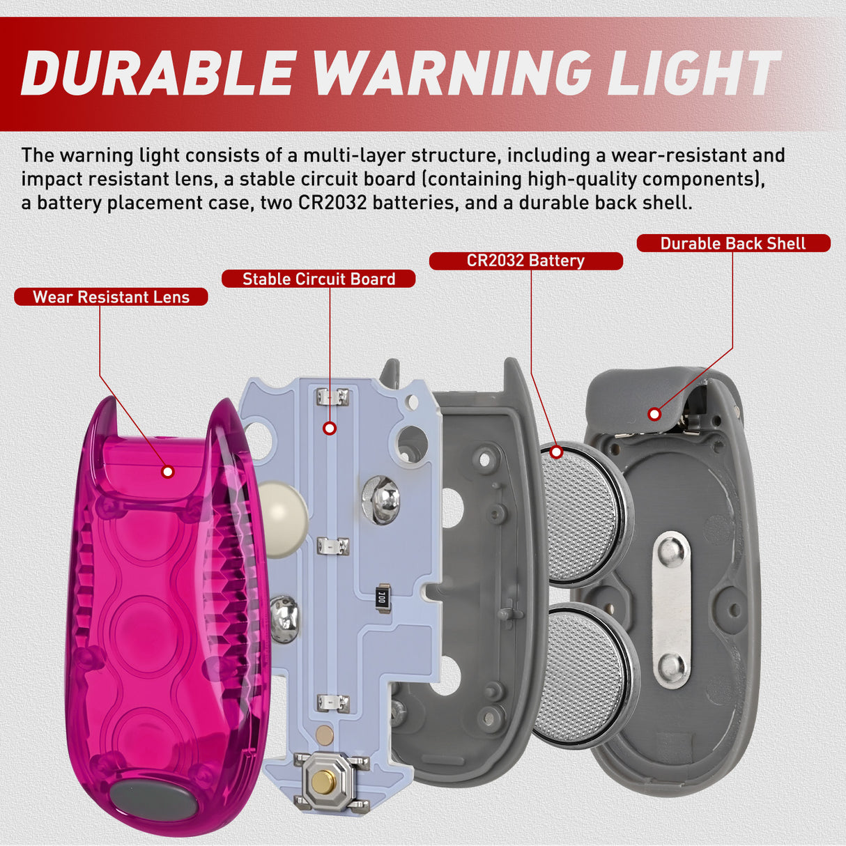 LED Safety Light 4PCS Pink Marine Navigation Bike Tail Lights Three Modes Waterproof Reflective Gear Clip On Flash Strobe Indicator Lamp for Night Boating Fishing Cycling Jogging