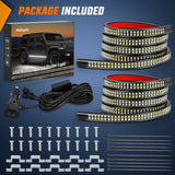 Nilight 2PCS 70 Inch Emergency Strobe Light Strip 1125 LED Running Board Lights White Flexible Side Flashing Warning Caution Safety Waterproof for Truck Construction Vehicles Pickup
