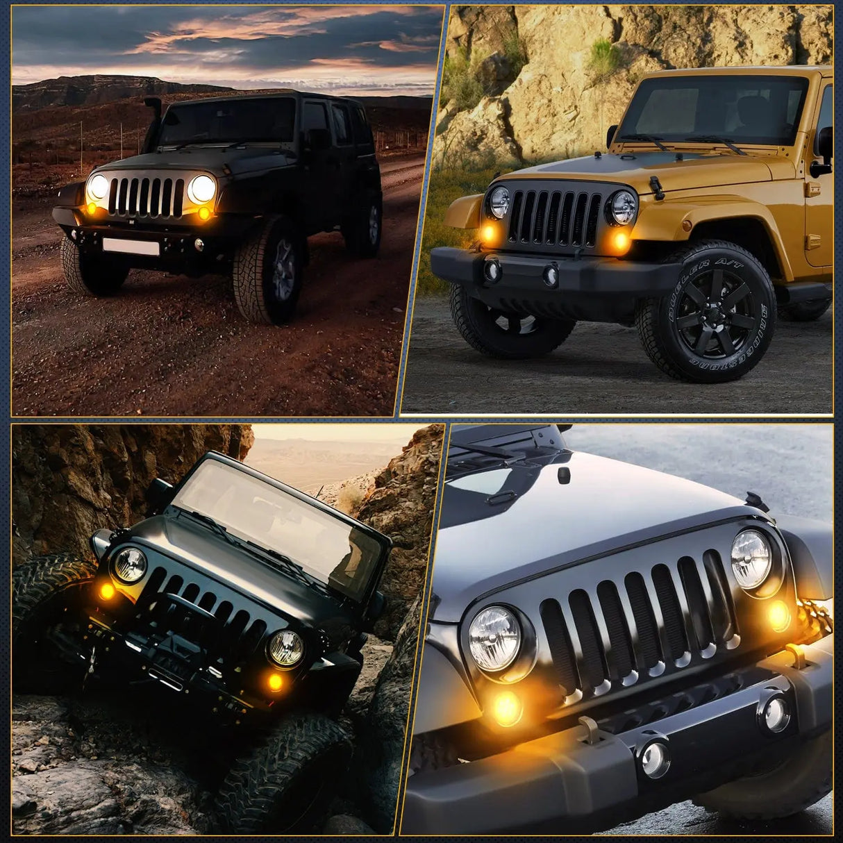 Side Marker Clearance Lights ÇÖȨ 2007-2017 Jeep Wrangler JK JKU Front 8LED Smoked Lens Amber Turn Signals Light