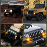 Side Marker Clearance Lights ÇÖȨ 2007-2017 Jeep Wrangler JK JKU Front 8LED Smoked Lens Amber Turn Signals Light