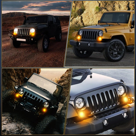 Side Marker Clearance Lights ÇÖȨ 2007-2017 Jeep Wrangler JK JKU Front 8LED Smoked Lens Amber Turn Signals Light
