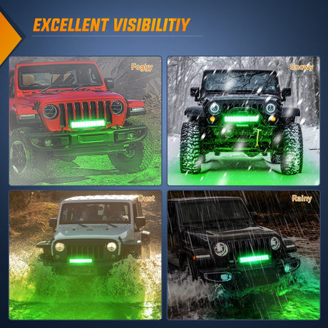 72W 12Inch Spot Flood Combo Led Light Bar- Green Beam Nilight