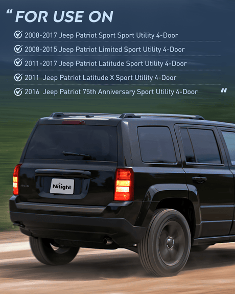 Nilight Taillight Assembly Compatible with 2008 2009 2010 2011 2012 2013 2014 2015 2016 2017 Jeep Patriot Tail Light OE Style Rear Lamp Replacement Passenger Side w/Bulbs