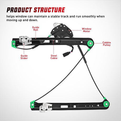 Nilight 741-484 Power Window Regulator/Motor Front Driver Side Compatible with BMW E46 325i 328i 330i 1999 2000 2001 2002 2003 2004 2005 Sedan