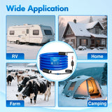 Nilight 15FT Heated Water Hose RV 5/8”Inside Diameter -45°F Freeze Protaction Antifreeze Garden Drinking Hoses with Saving Thermostat and Smart Heat System for Winter Camper Supply Accessories