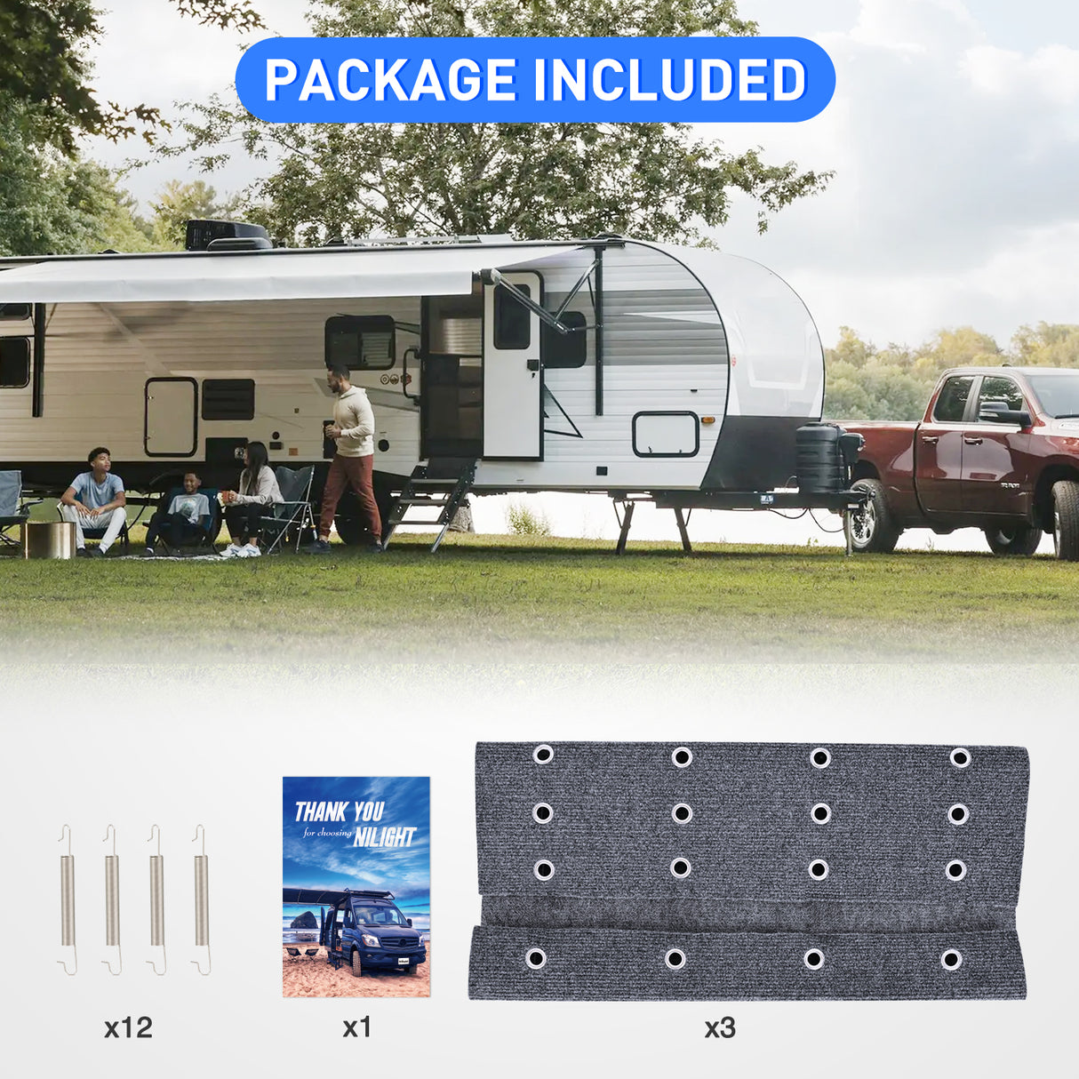 Nilight RV Step Covers 3 Pack 23 inch, Fits 8-11Inch Deep Camper Steps Adjustable Wrap Around RV Step Rug with Spring Works on Electrical & Manual RV Stairs Carpet for Camper Trailers Steps Outside, Gray