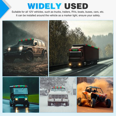 Nilight 3/4Inch Dual Color Marker Light 10PCS Red to Green Brake Auxiliary Side Marker Clearance Indicator Bullet Lights 3 Plug IP68 Waterproof for Trailer Truck Pickup Camper RV ATV UTV Van Bus