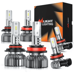 9005 H11 LED Headlight Bulbs | H11/H8/H16 LED Fog Lights Combo E20 Series 6000K IP67 | 6 BULBS