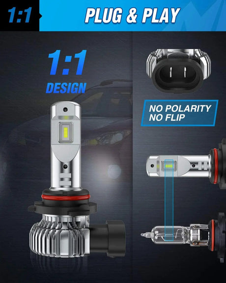 LED Headlight 9006 Xenon LED Fog Light Bulbs EF2 Series DRL 60W 6000K | 2 BULBS